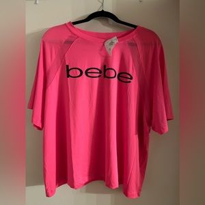 👑NWT 2X Bebe Sports Workout Shirt! Hot Pink!!👑